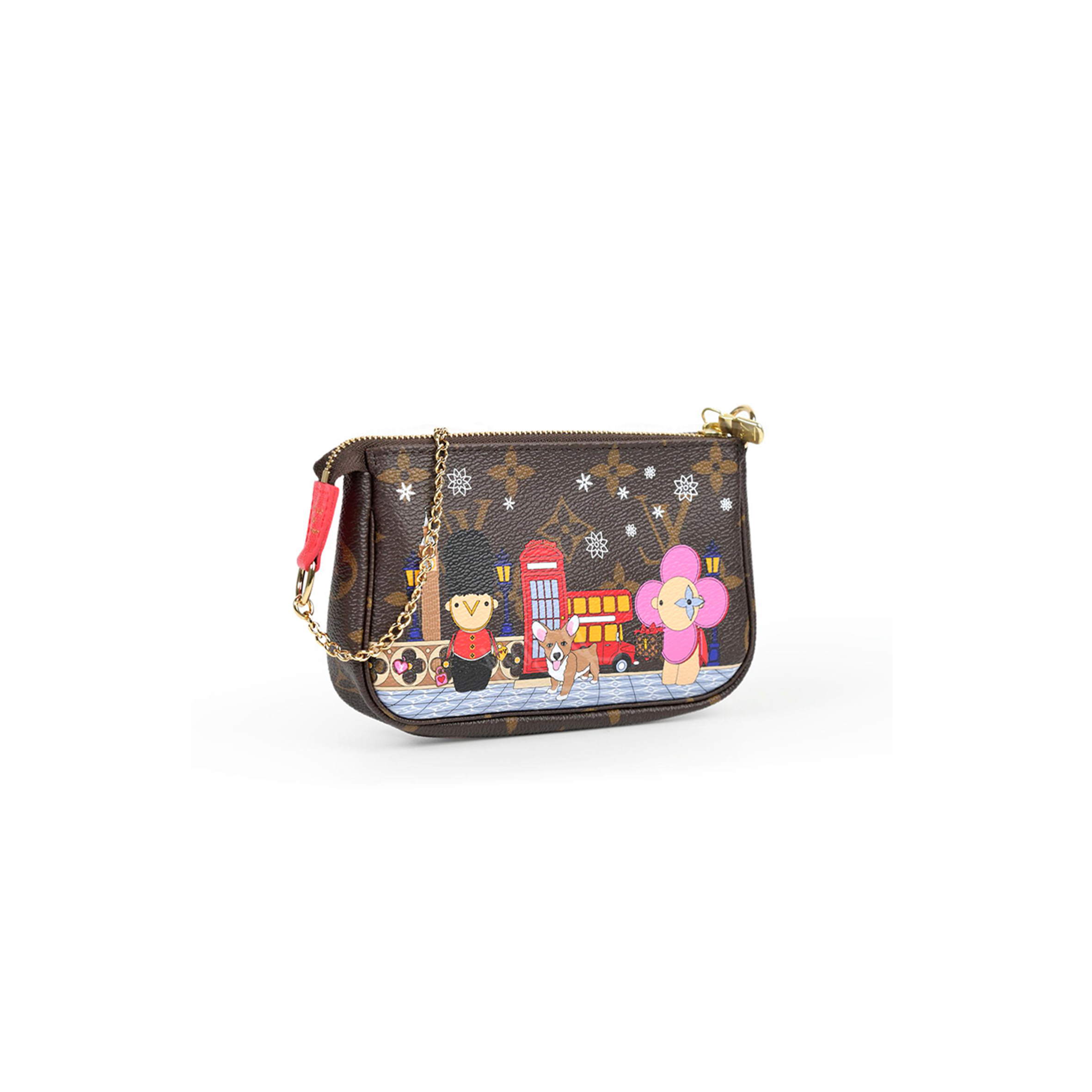 LOUIS VUITTON MASTER COATED CANVAS XMAS VIVIENNE IN LONDON MINI POCHETTE ACCESSOIRES M45906 (15.5*10.5*4cm)